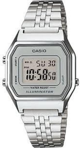 Casio Ladies Reloj Mediano De Tono Medio Plateado Retro La-6