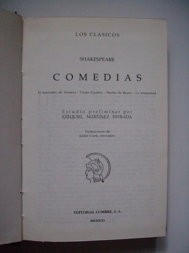 Comedias - Shakespeare 1980 Tapa Dura Los Clásicos (Usado)