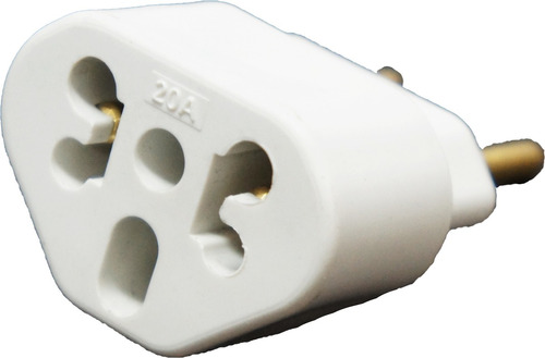 Kit 05un Adaptador De Tomada 10 E 20 Amperes Compacto Branco