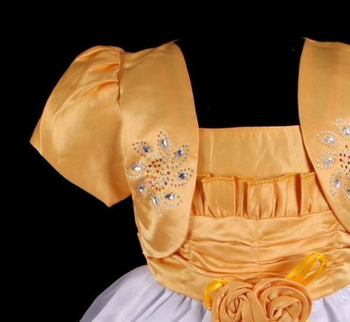 Imagem 3 de 5 de Vestido Infantil Festa Bordado Girassol Barra Tamanho 1