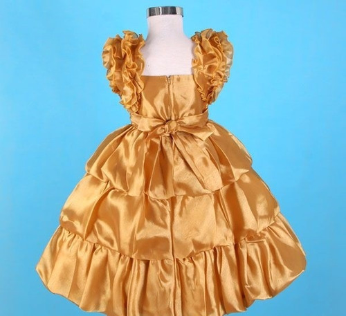 Imagem 5 de 5 de Vestido Infantil Frufru Dourado