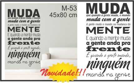 Adesivo Decorativo Texto - Muda O Mundo - Lançamento - M-53