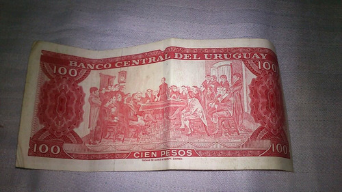 Antiguo Billete De 100 Pesos Uruguayos