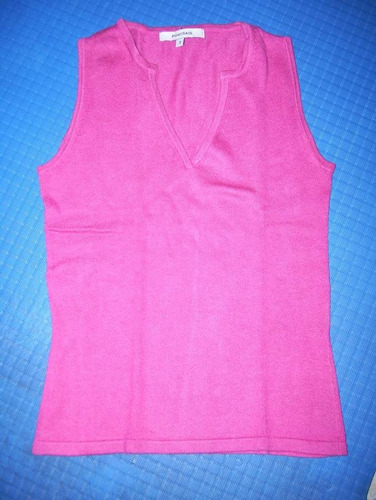 Remera Portsaid Talle 1. Escote V. Hilo De Algodon. Fucsia