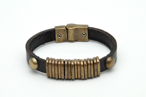 Linda Pulseira Masculina Feminina Couro Bracelete :