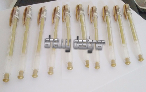 Imagem 1 de 6 de Caneta Especial Caligrafia Para Convites Cor Gel Dourada