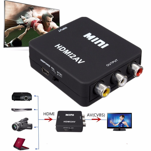 1080p Mini Hdmi A Rca Adaptador Convertidor Audio Video Av