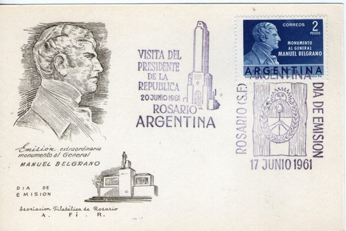 Argentina Tarjeta 1° Día Emisión Gral. Manuel Belgrano 1961