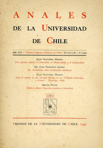 Anales De La Universidad De Chile - Nºs. 61 Y 62 - 1946