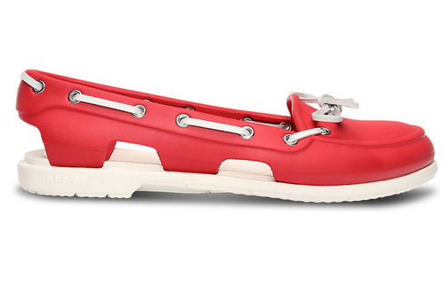 Zapato Crocs Dama Beach Line Boat Shoe Rojo