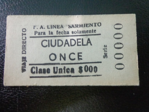 Boleto Capicua Del Ferrocarril Sarmiento De Ciudadela A Once