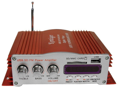 Imagen 1 de 2 de Amplificador Auto Moto Casa Usb Radio Mp3 4 Canales Fm