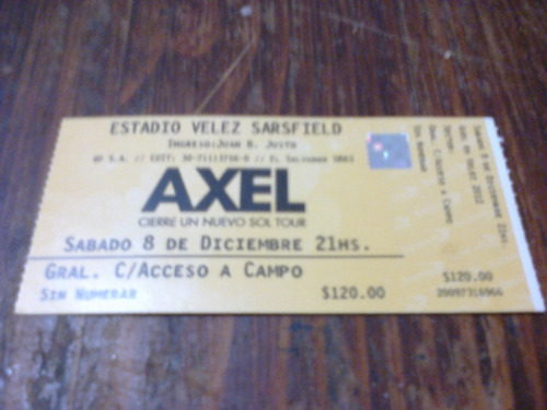 Entrada Axel 2012  - Velez