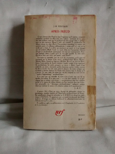 Imagen 2 de 6 de Apres Freud Par J. B. Pontalis. Gallimard En Frances