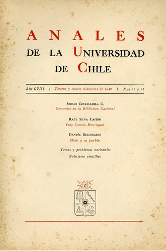 Anales De La Universidad De Chile - Nºs 75 Y 76 - Año 1949
