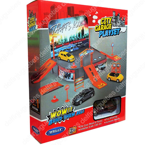 Welly City Garaje Playset Chico Estación Servicio + Auto