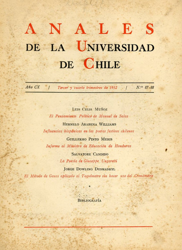 Anales De La Universidad De Chile - Nºs. 87 Y 88 - Año 1952