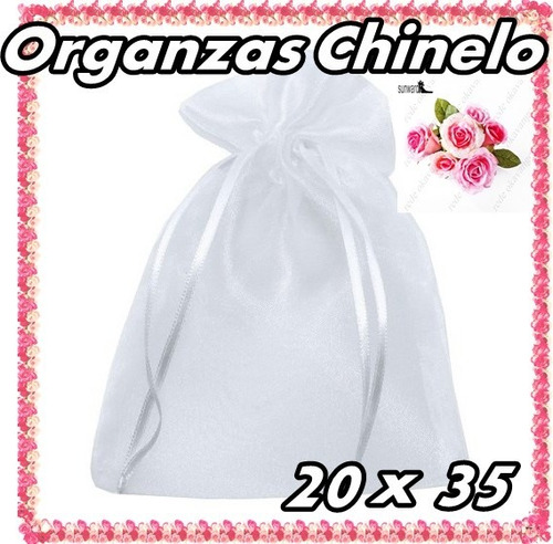 20 Saquinhos De Organza Chinelo  C/ Fita De Cetim