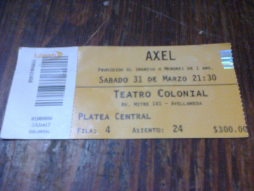 Entrada Axel 2012 - Teatro Colonial