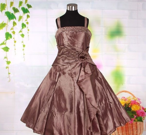 Imagem 3 de 5 de Vestido Infantil Festa Tafetá 12,14,16 Echarpe Brinde