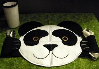 Bordado Computadorizados Panda Porta Talheres Bc858