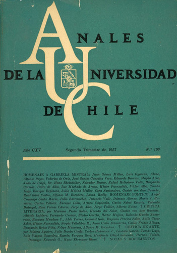 Anales De La Universidad De Chile - Nº 106 - Año 1957