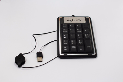 Teclado Numérico Usb Cabo Retrátil Pratico Bk-n20  Exbom