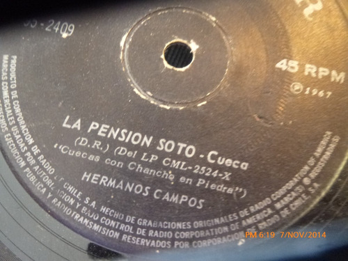 Vinilo Single  De Hermanos Campos -- La Pension De Soto( V15