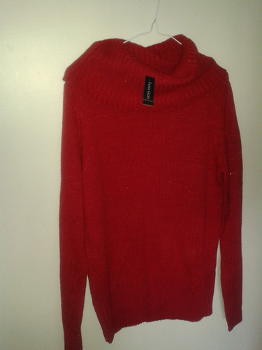 Swetear Rojo Importado Talla L Cuello Bobo Marca Faded Glory