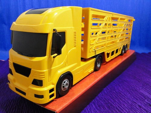 Caminhão Carreta Bau Boiadeiro Amarelo Comp=60cm