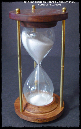 Reloj De Arena En Madera Y Bronce 15 Cm