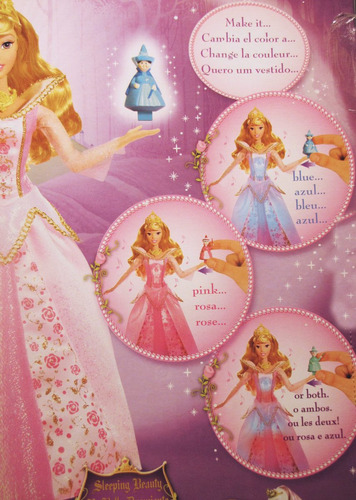 Imagen 3 de 3 de Aurora La Bella Durmiente Muñeca Vestido Luminoso (nueva)