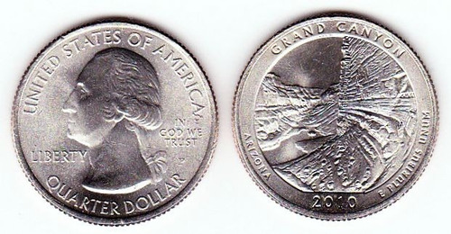 Eb+ Eeuu Quarter Dollar Grand Cannyon (2010 P) Sin Circular