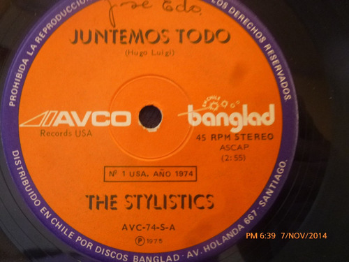 Vinilo Single The Stylistics --juntemos Todo ( S69