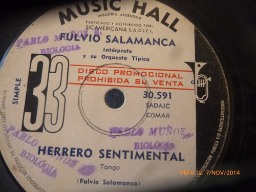 Vinilo Single De Fulvio Salamanca Herrerro Sentimenta ( I118 (Usado)