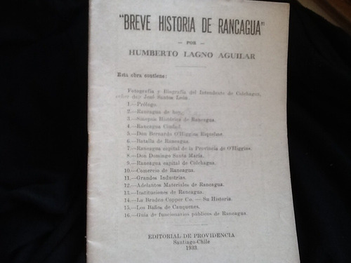 Historia De Rancagua - Humberto Lagno Aguilar - 1933