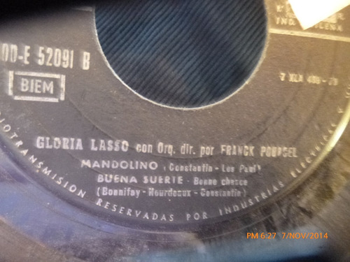 Vinilo Single De Gloria Lasso -mandolino ( V26