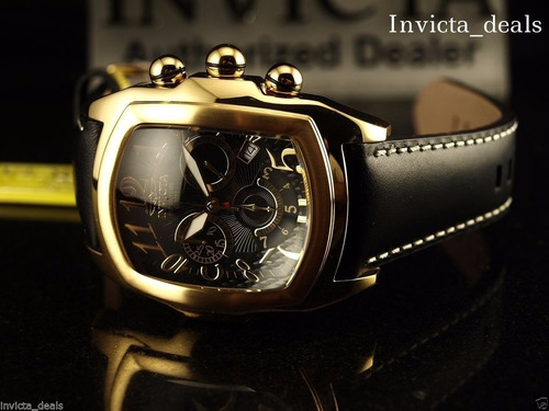Relojes Invicta Swiss Lupah Dragon Gold 18kl Black Leather