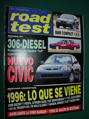 Revista Road Test 64 Bmw Compact Peugeot 306 Honda Civic