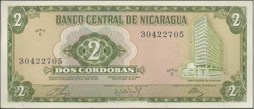 Nicaragua 2 Cordobas 1972 P121a Serie C