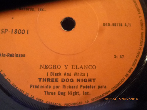 Vinilo Single De Three Dog Nigth-  Negro Y Blanco( S124