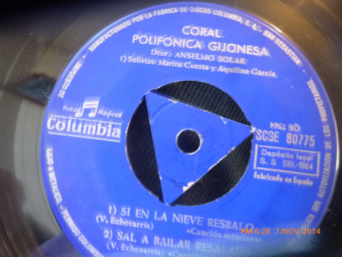 Vinilo Single De Coral Polifonica Gijonesa( S102
