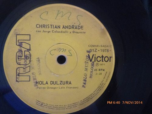 Vinilo Single De Christian Andrade --senti Mi Corazon( S71
