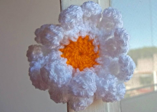 Flor Margarita Crochet Imán Aplique Decoración