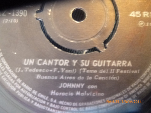 Vinilo Single De Johnny  -un Cantor Y Su Guitarra ( S130