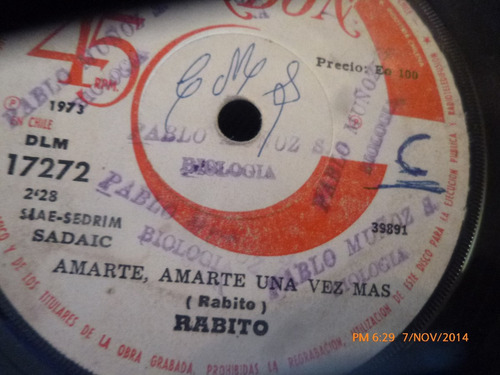 Vinilo Single De Rabito -- Cual Es Tu Nombre( S117-i197-u83 (Usado)