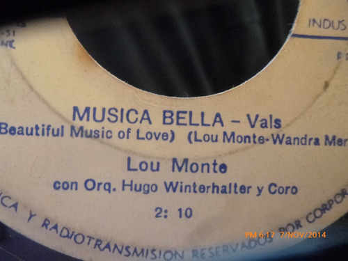 Vinilo Single De Lou Monte  --la Esposa  ( V17