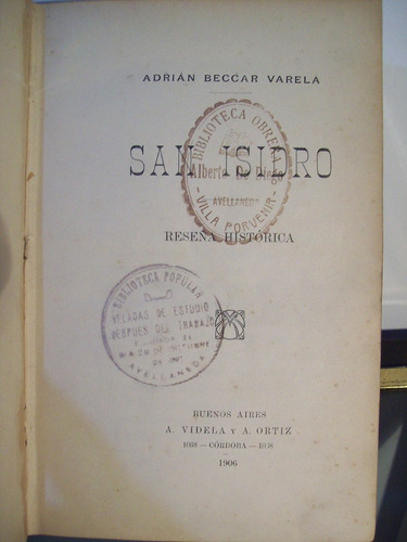 Adp San Isidro Reseña Historica Beccar Varela / 1906 Bs. As.