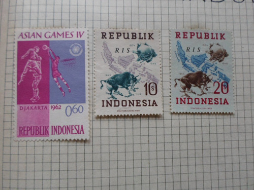 Estampillas De Indonesia- Algunas Muy Antiguas  3 Unidades