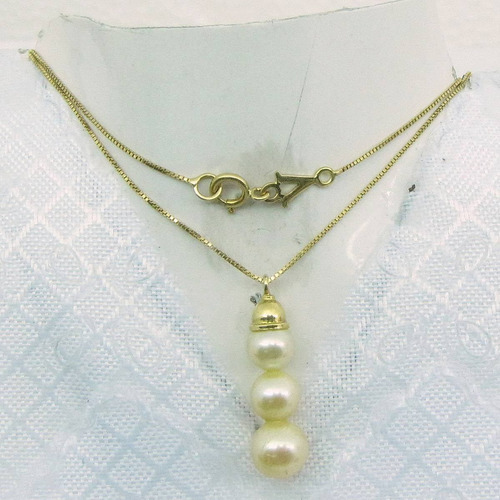 Ivi1388 =corrente Com Pingente Perolas O.amarelo 18k